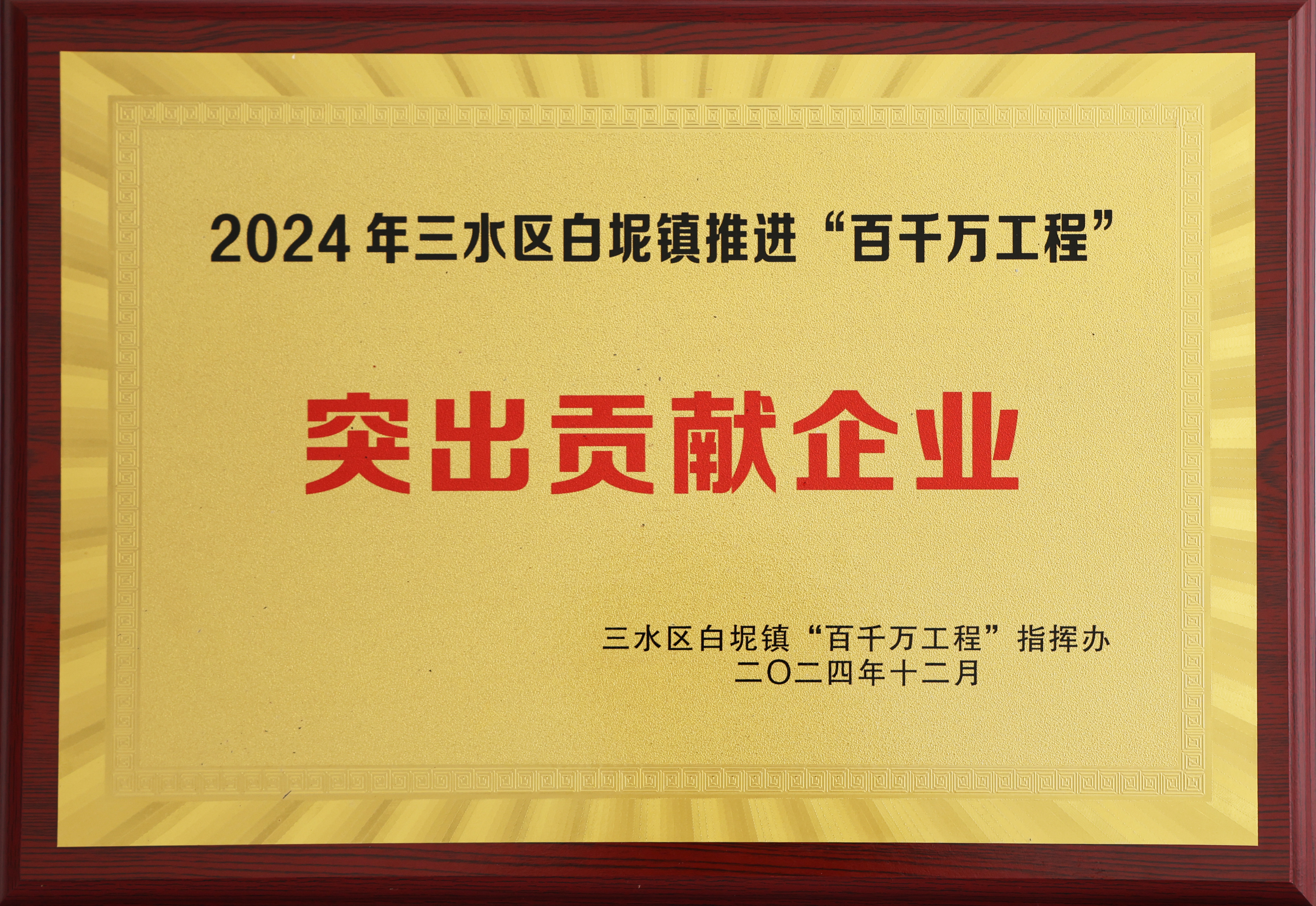 2024三水百千万工程突出贡献企业
